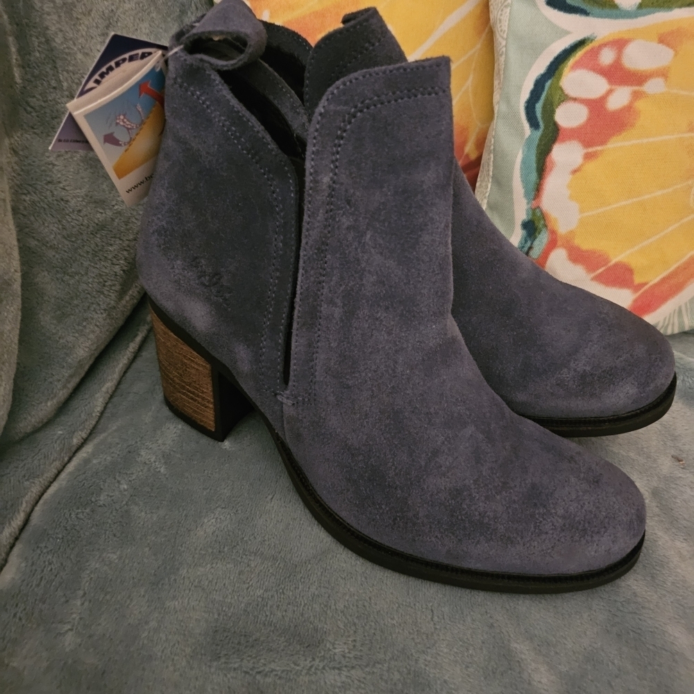 Elegant Blue Suede Ankle Booties